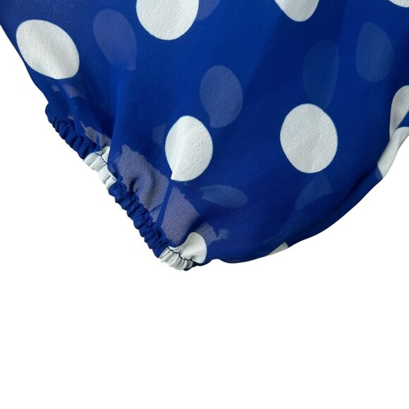 Julian Taylor Blue White Polka Dot Polyester 3/4 Sleeves Faux Wrap Dress 14W - Picture 7 of 10